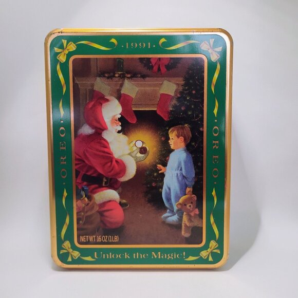 Vintage Nabisco Oreo Cookie Tin ' Unlock The Magic ' 1991 Empty Collectible - Picture 1 of 6